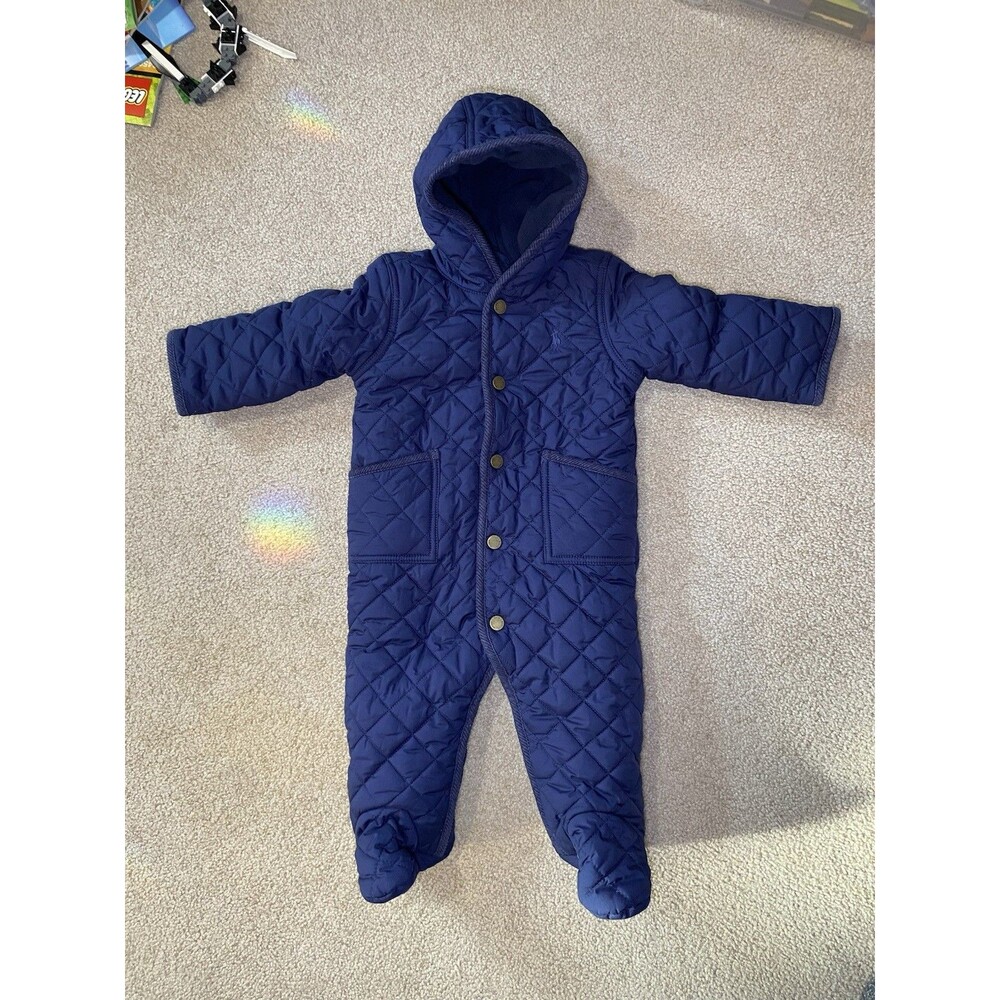 Navy Blue Quilted Bunting Snowsuit 9M